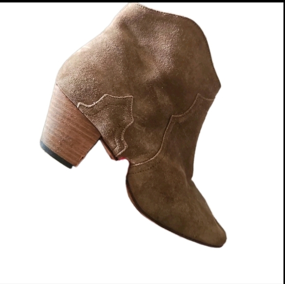 Isabel Marant Womens Tan Dicker  Suede Calfskin Leather Designer Ankle Bootie 37 - Picture 7 of 14